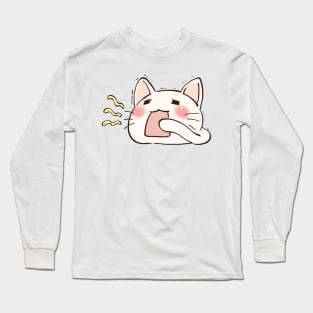 I draw lucky star white cat yawning Long Sleeve T-Shirt